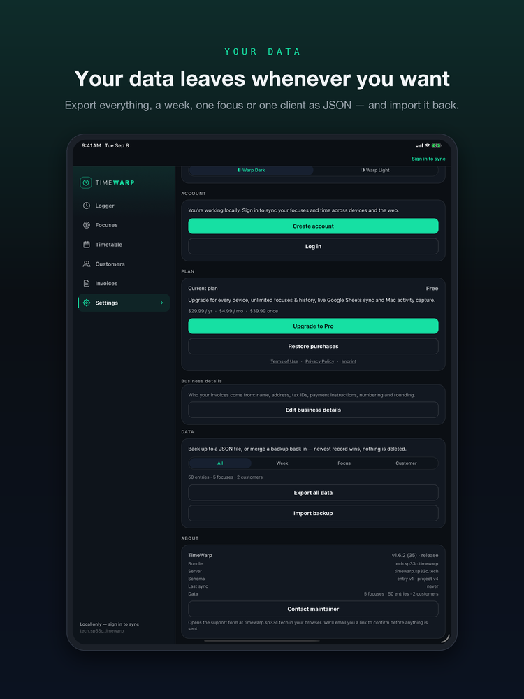 TimeWarp — export